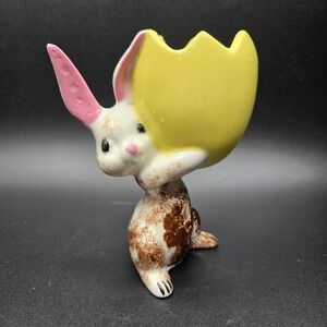 Vintage Ceramic Easter Bunny Rabbit Egg Holder Display Planter Candy Dish